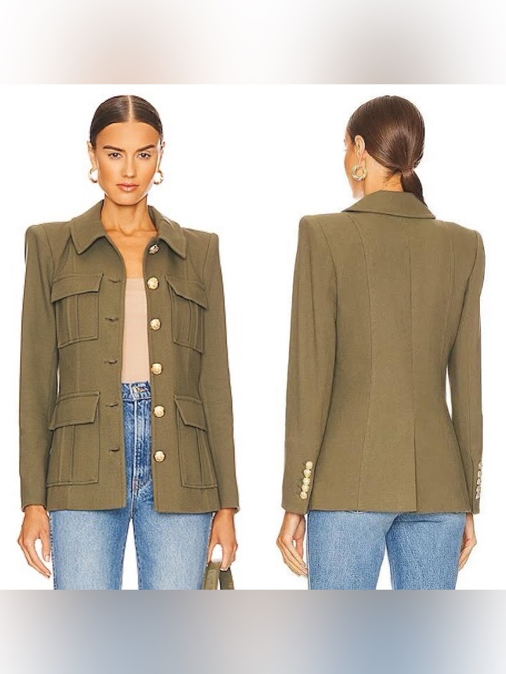 VERONICA BEARD Lambert Dickey Military Jacket Army Collared Pockets Size 2